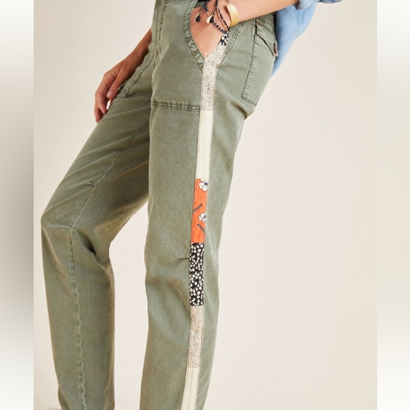 Anthropologie PilcroThe Wanderer Side-Striped Cargo Pants Olive Moss Green Sz 30 - Picture 2 of 13